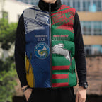 Custom Rabbitohs and Eels Together Sleeveless Puffer Jacket Sporty Style