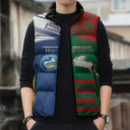 Custom Rabbitohs and Eels Together Sleeveless Puffer Jacket Sporty Style