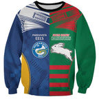 Custom Rabbitohs and Eels Together Sweatshirt Sporty Style