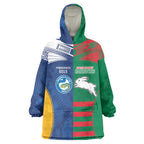 Custom Rabbitohs and Eels Together Wearable Blanket Hoodie Sporty Style