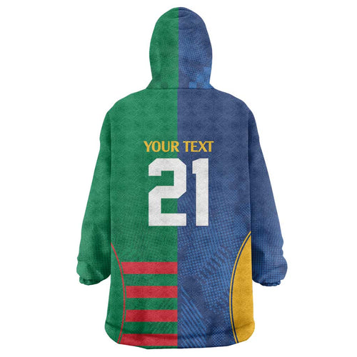 Custom Rabbitohs and Eels Together Wearable Blanket Hoodie Sporty Style