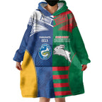 Custom Rabbitohs and Eels Together Wearable Blanket Hoodie Sporty Style