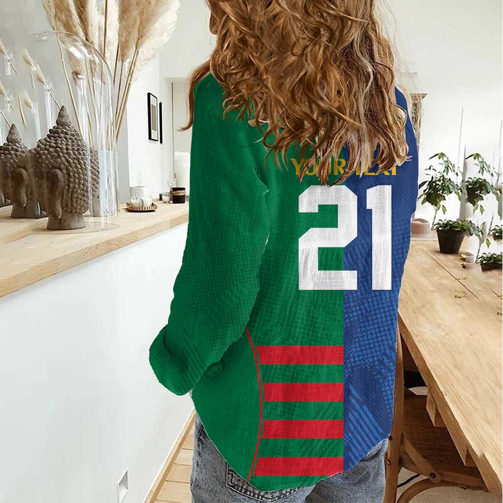 Custom Rabbitohs and Eels Together Women Casual Shirt Sporty Style