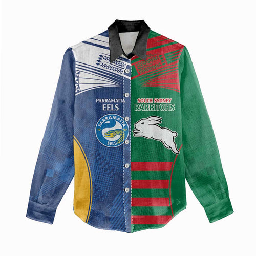 Custom Rabbitohs and Eels Together Women Casual Shirt Sporty Style