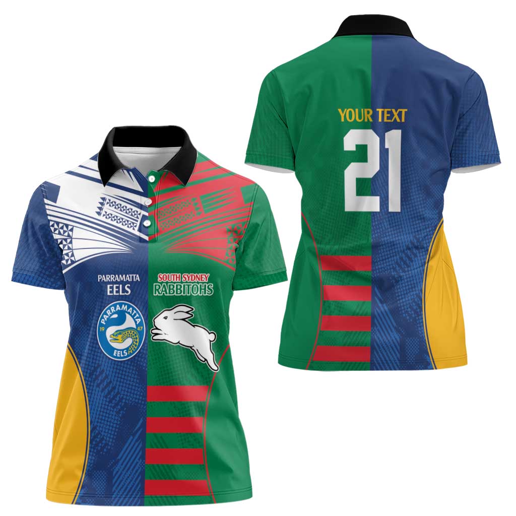 Custom Rabbitohs and Eels Together Women Polo Shirt Sporty Style