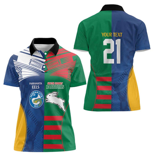 Custom Rabbitohs and Eels Together Women Polo Shirt Sporty Style