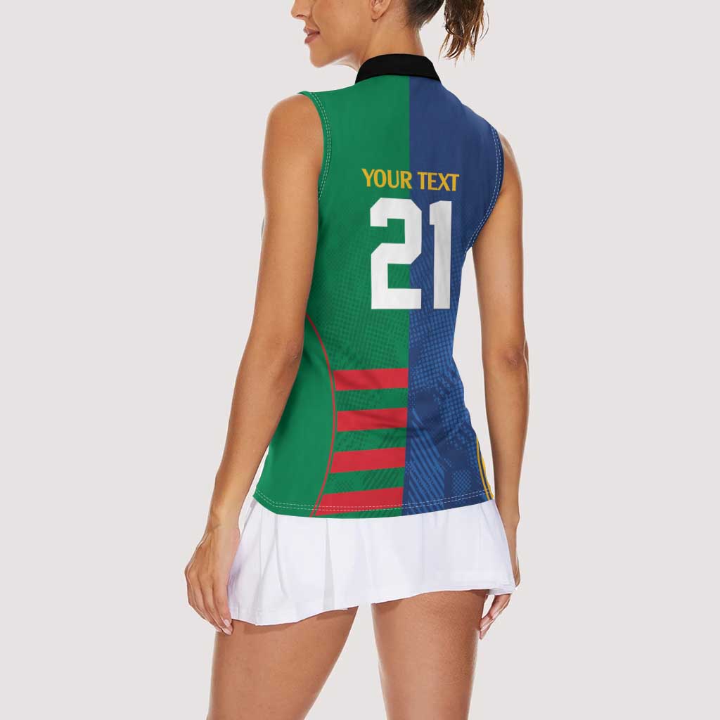 Custom Rabbitohs and Eels Together Women Sleeveless Polo Shirt Sporty Style