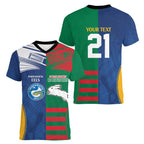 Custom Rabbitohs and Eels Together Women V-Neck T-Shirt Sporty Style