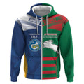Custom Rabbitohs and Eels Together Zip Hoodie Sporty Style