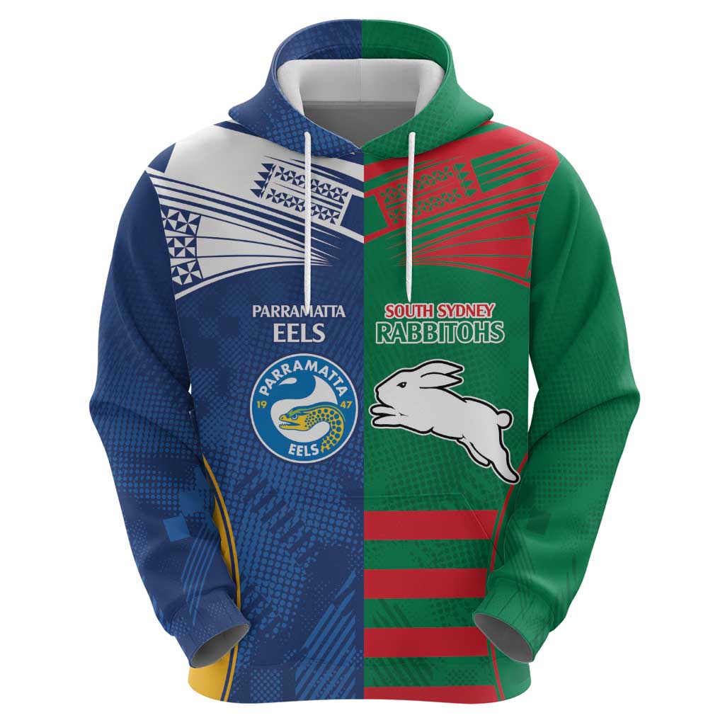 Custom Rabbitohs and Eels Together Zip Hoodie Sporty Style