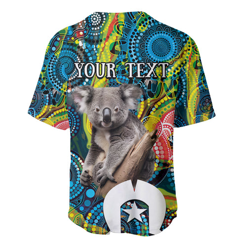 Personalised Vivid Minimal Koala Baseball Jersey NAIDOC 2024 Aboriginal Art Style No2