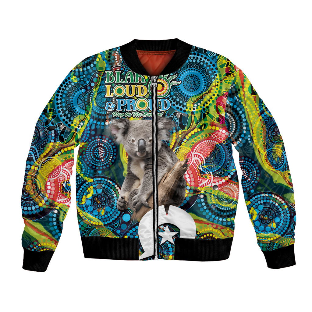 Personalised Vivid Minimal Koala Bomber Jacket NAIDOC 2024 Aboriginal Art Style No2