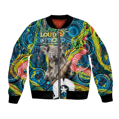 Personalised Vivid Minimal Koala Bomber Jacket NAIDOC 2024 Aboriginal Art Style No2