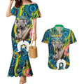 Personalised Vivid Minimal Koala Couples Matching Mermaid Dress and Hawaiian Shirt NAIDOC 2024 Aboriginal Art Style No2