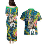 Personalised Vivid Minimal Koala Couples Matching Puletasi and Hawaiian Shirt NAIDOC 2024 Aboriginal Art Style No2