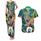 Personalised Vivid Minimal Koala Couples Matching Tank Maxi Dress and Hawaiian Shirt NAIDOC 2024 Aboriginal Art Style No2