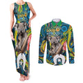 Personalised Vivid Minimal Koala Couples Matching Tank Maxi Dress and Long Sleeve Button Shirt NAIDOC 2024 Aboriginal Art Style No2