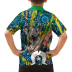 Personalised Vivid Minimal Koala Family Matching Long Sleeve Bodycon Dress and Hawaiian Shirt NAIDOC 2024 Aboriginal Art Style No2