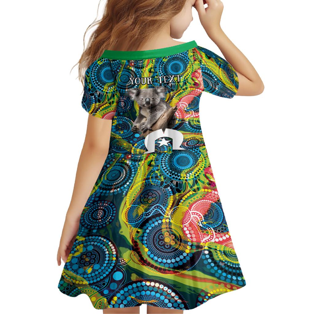 Personalised Vivid Minimal Koala Family Matching Long Sleeve Bodycon Dress and Hawaiian Shirt NAIDOC 2024 Aboriginal Art Style No2