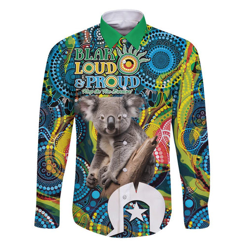 Personalised Vivid Minimal Koala Family Matching Long Sleeve Bodycon Dress and Hawaiian Shirt NAIDOC 2024 Aboriginal Art Style No2
