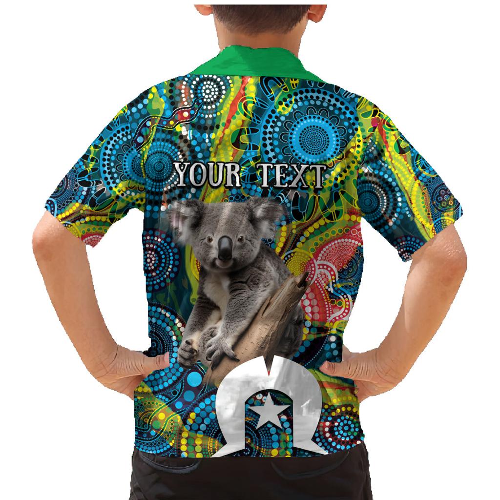 Personalised Vivid Minimal Koala Family Matching Mermaid Dress and Hawaiian Shirt NAIDOC 2024 Aboriginal Art Style No2