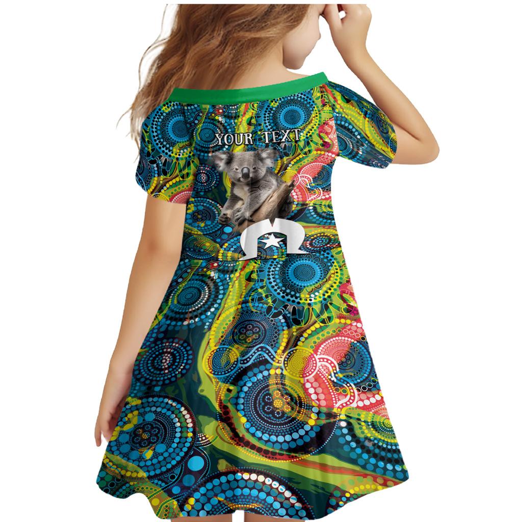 Personalised Vivid Minimal Koala Family Matching Mermaid Dress and Hawaiian Shirt NAIDOC 2024 Aboriginal Art Style No2