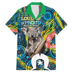 Personalised Vivid Minimal Koala Family Matching Mermaid Dress and Hawaiian Shirt NAIDOC 2024 Aboriginal Art Style No2