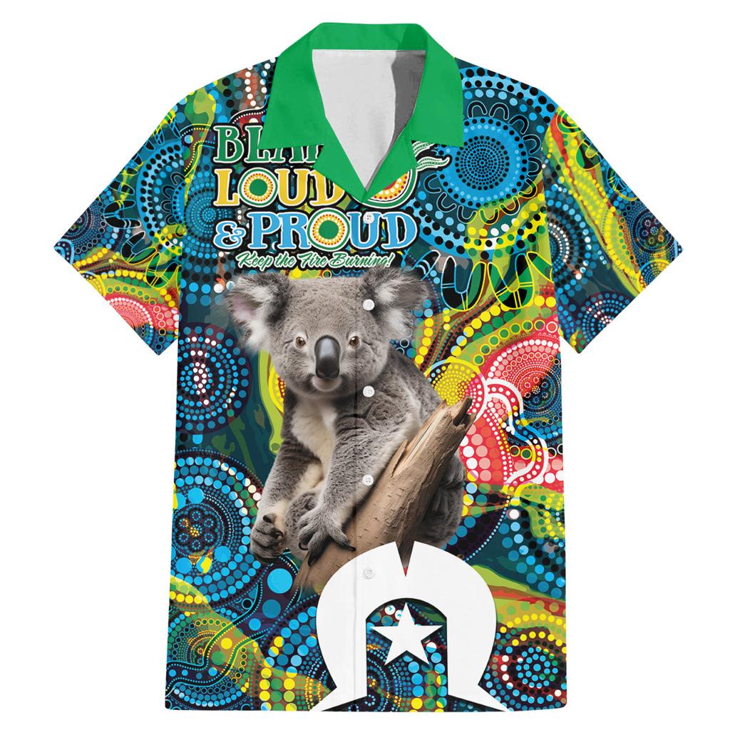 Personalised Vivid Minimal Koala Family Matching Mermaid Dress and Hawaiian Shirt NAIDOC 2024 Aboriginal Art Style No2