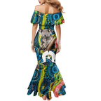 Personalised Vivid Minimal Koala Family Matching Mermaid Dress and Hawaiian Shirt NAIDOC 2024 Aboriginal Art Style No2