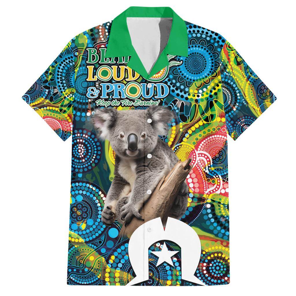 Personalised Vivid Minimal Koala Family Matching Short Sleeve Bodycon Dress and Hawaiian Shirt NAIDOC 2024 Aboriginal Art Style No2