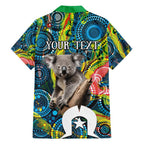 Personalised Vivid Minimal Koala Family Matching Short Sleeve Bodycon Dress and Hawaiian Shirt NAIDOC 2024 Aboriginal Art Style No2