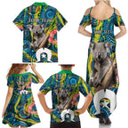 Personalised Vivid Minimal Koala Family Matching Summer Maxi Dress and Hawaiian Shirt NAIDOC 2024 Aboriginal Art Style No2