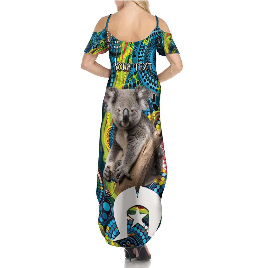 Personalised Vivid Minimal Koala Family Matching Summer Maxi Dress and Hawaiian Shirt NAIDOC 2024 Aboriginal Art Style No2