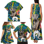 Personalised Vivid Minimal Koala Family Matching Tank Maxi Dress and Hawaiian Shirt NAIDOC 2024 Aboriginal Art Style No2