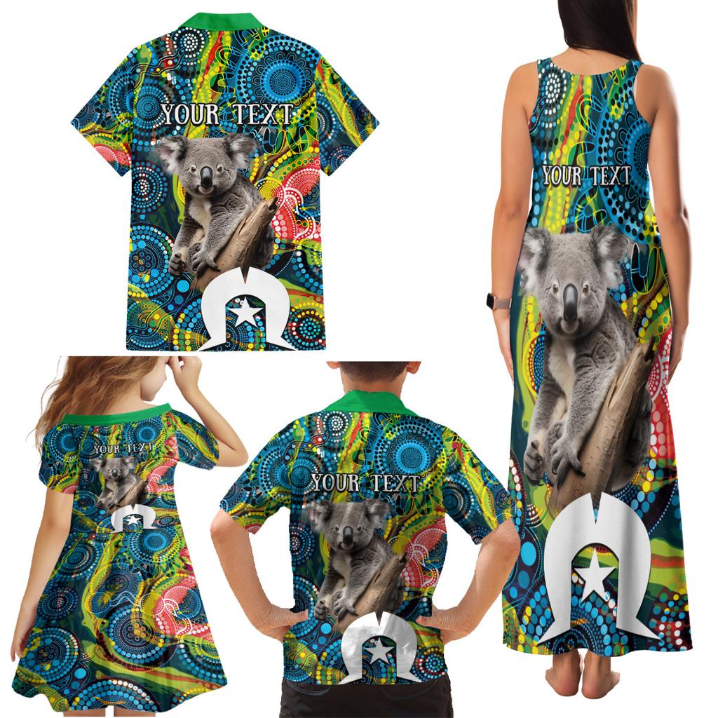 Personalised Vivid Minimal Koala Family Matching Tank Maxi Dress and Hawaiian Shirt NAIDOC 2024 Aboriginal Art Style No2