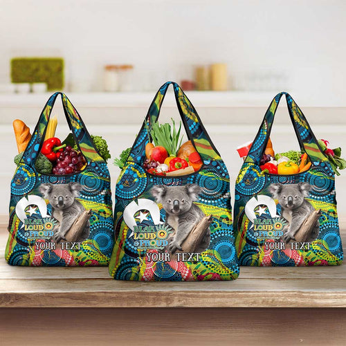 Personalised Vivid Minimal Koala Grocery Bag NAIDOC 2024 Aboriginal Art Style No2