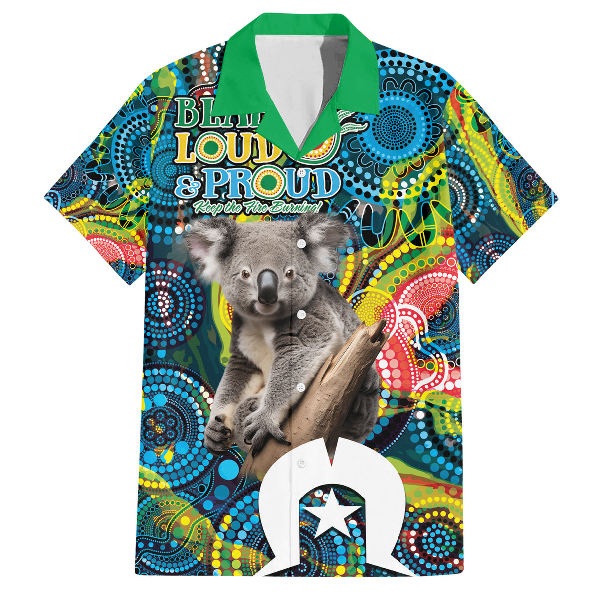 Personalised Vivid Minimal Koala Hawaiian Shirt NAIDOC 2024 Aboriginal Art Style No2