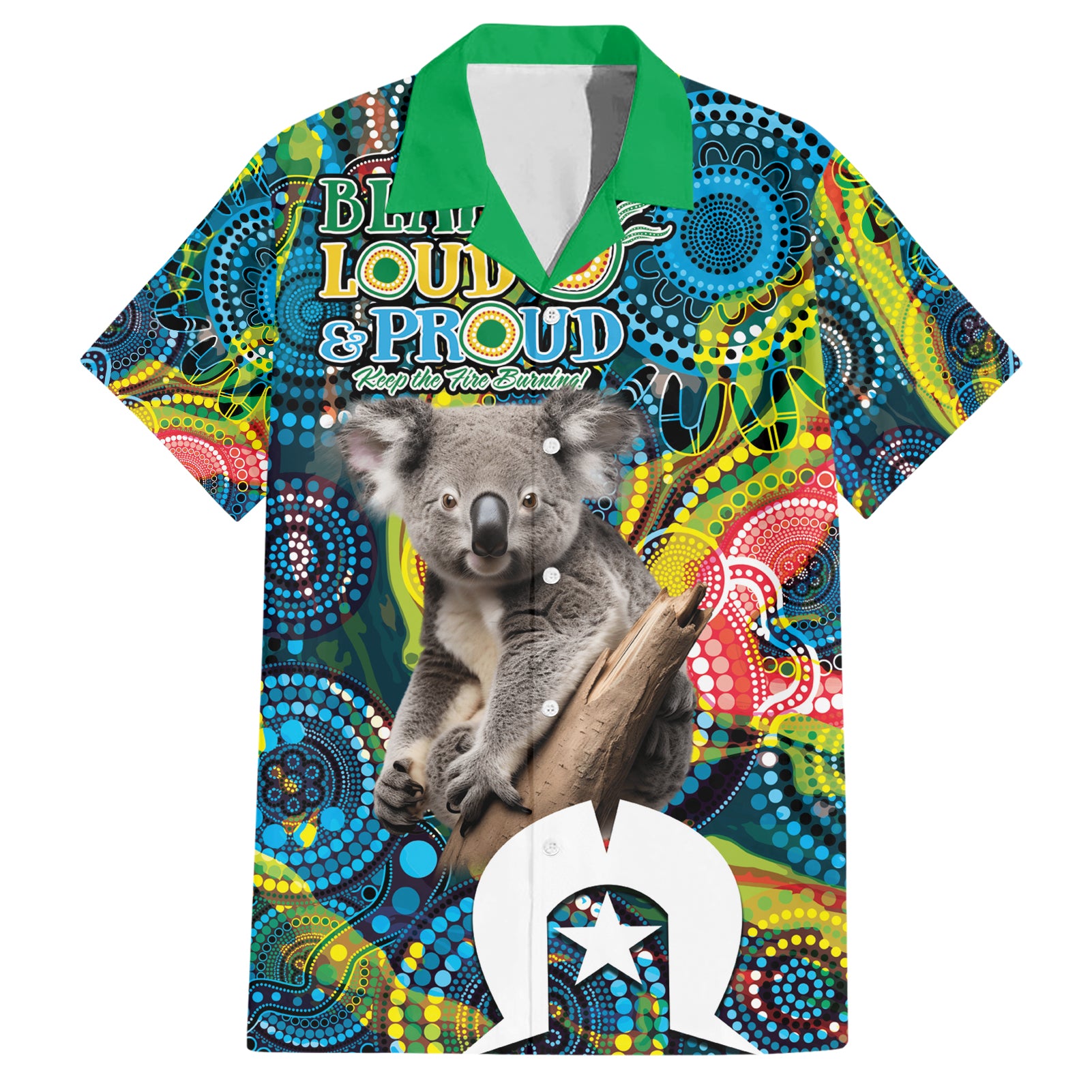 Personalised Vivid Minimal Koala Hawaiian Shirt NAIDOC 2024 Aboriginal Art Style No2