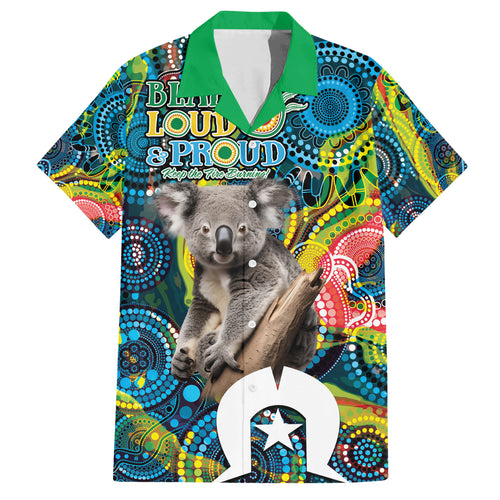 Personalised Vivid Minimal Koala Hawaiian Shirt NAIDOC 2024 Aboriginal Art Style No2