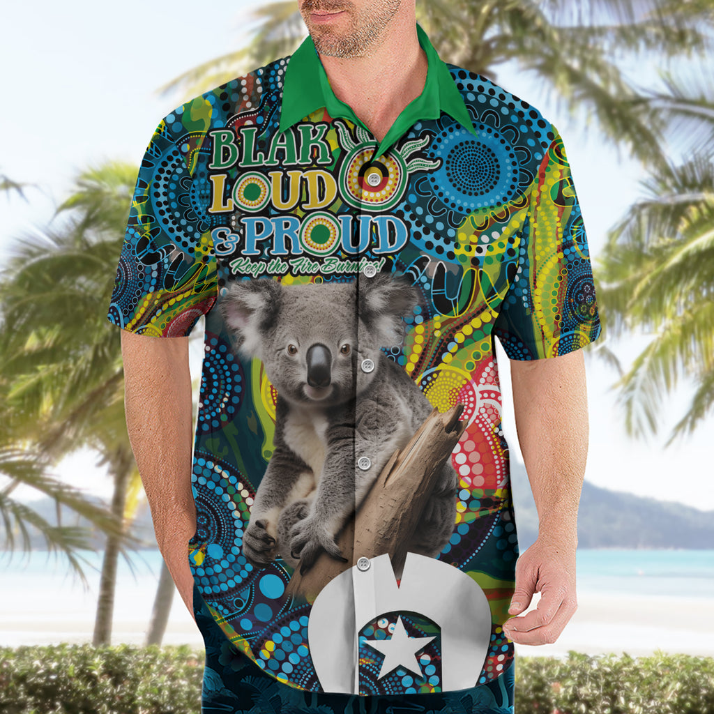 Personalised Vivid Minimal Koala Hawaiian Shirt NAIDOC 2024 Aboriginal Art Style No2