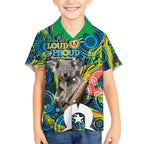 Personalised Vivid Minimal Koala Hawaiian Shirt NAIDOC 2024 Aboriginal Art Style No2