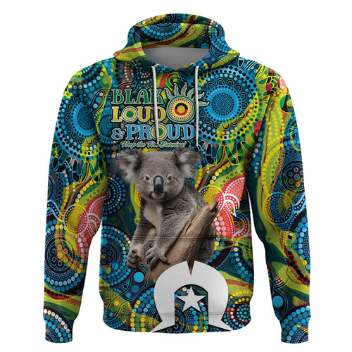 Personalised Vivid Minimal Koala Hoodie NAIDOC 2024 Aboriginal Art Style No2