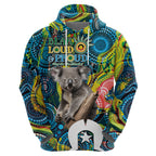 Personalised Vivid Minimal Koala Hoodie NAIDOC 2024 Aboriginal Art Style No2