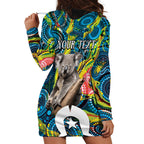 Personalised Vivid Minimal Koala Hoodie Dress NAIDOC 2024 Aboriginal Art Style No2
