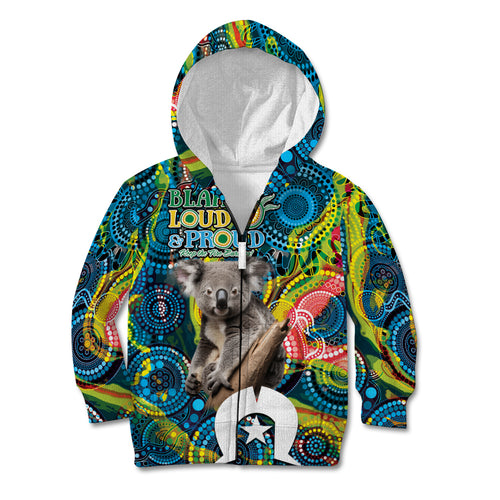 Personalised Vivid Minimal Koala Kid Hoodie NAIDOC 2024 Aboriginal Art Style No2