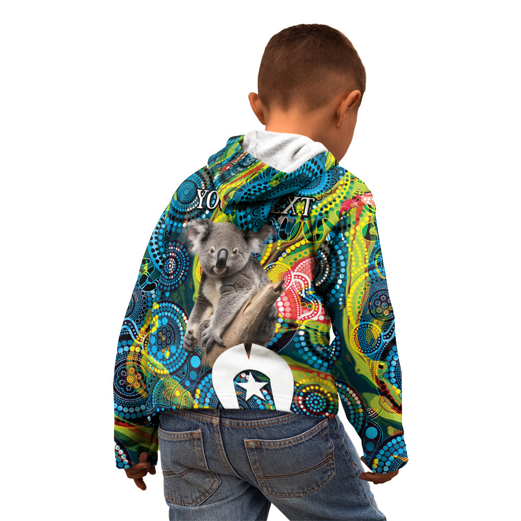 Personalised Vivid Minimal Koala Kid Hoodie NAIDOC 2024 Aboriginal Art Style No2