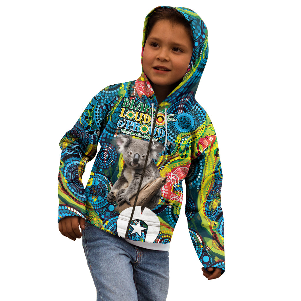 Personalised Vivid Minimal Koala Kid Hoodie NAIDOC 2024 Aboriginal Art Style No2
