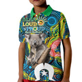 Personalised Vivid Minimal Koala Kid Polo Shirt NAIDOC 2024 Aboriginal Art Style No2
