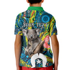 Personalised Vivid Minimal Koala Kid Polo Shirt NAIDOC 2024 Aboriginal Art Style No2