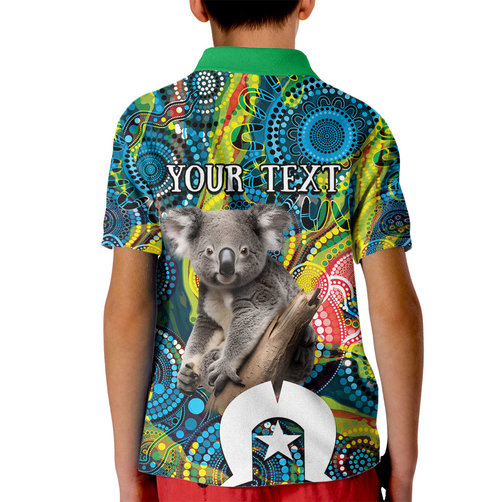 Personalised Vivid Minimal Koala Kid Polo Shirt NAIDOC 2024 Aboriginal Art Style No2